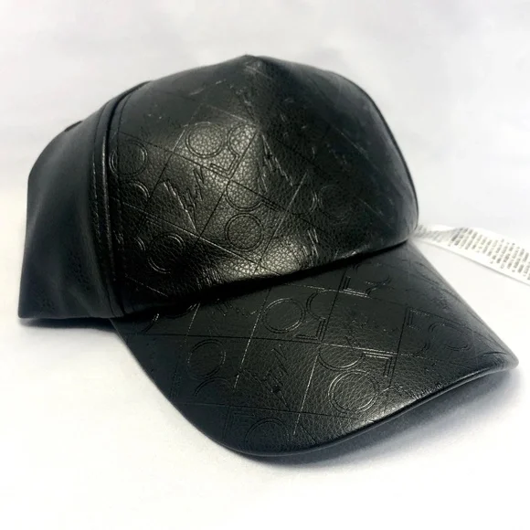 Walt Disney World 50th Anniversary Logo Black Baseball Cap Hat Faux Leather NEW - Picture 1 of 4